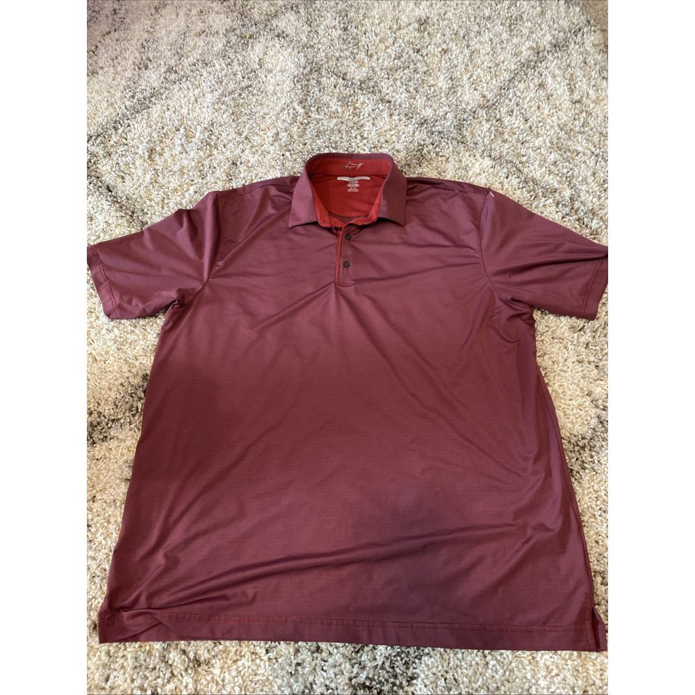 Greg Norman ML75 Play Dry Mens Golf Polo Shirt Burgundy Maroon‎ Striped XL